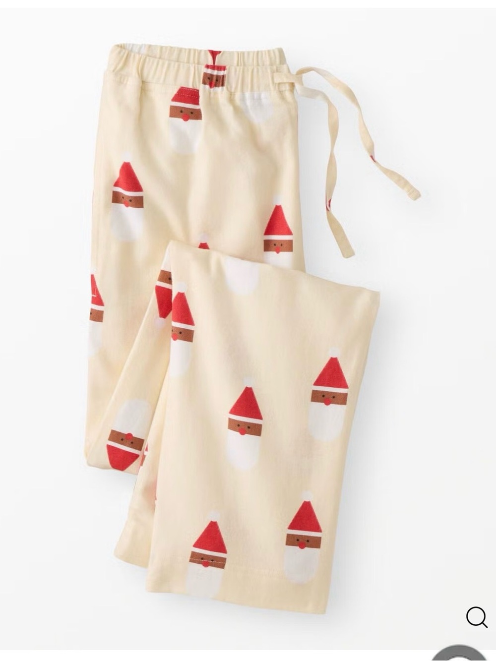 Hanna Andersson Cream Flannel Pajama Pants with Red Santa Faces. NWT